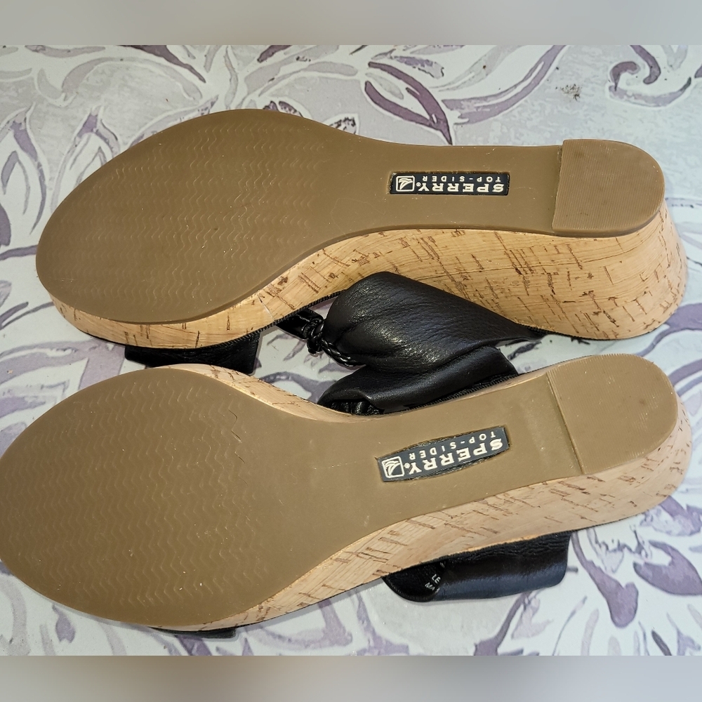 Sperry Top-Sider Sandals "Shoreham" Black Leather Straps Size 6.5M - Picture 3 of 5
